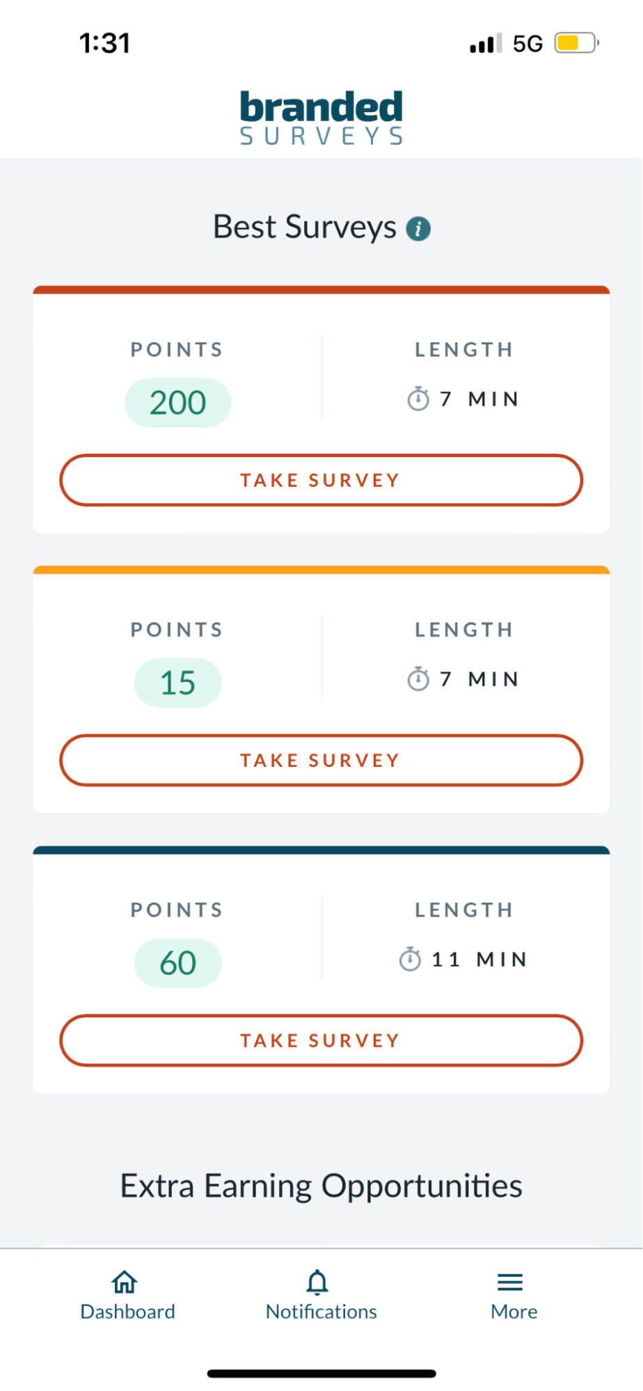 Branded Surveys Points and Time