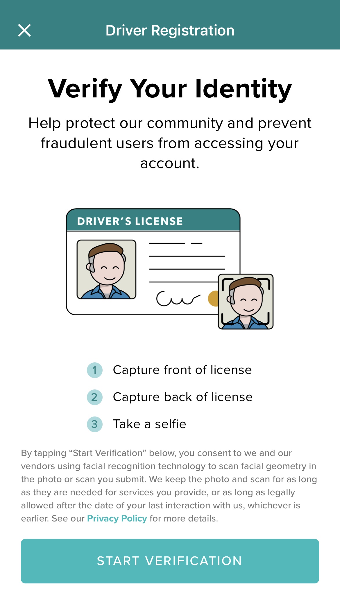 roadie registration verify your identity