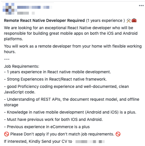 Job Listing in Facebook
