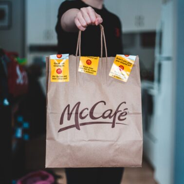 Bag of McDonalds being delivered