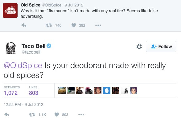 Old Spice and Taco Bell Twitter Account