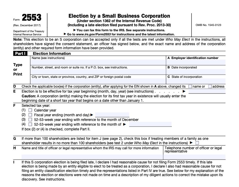 IRS Form 2553