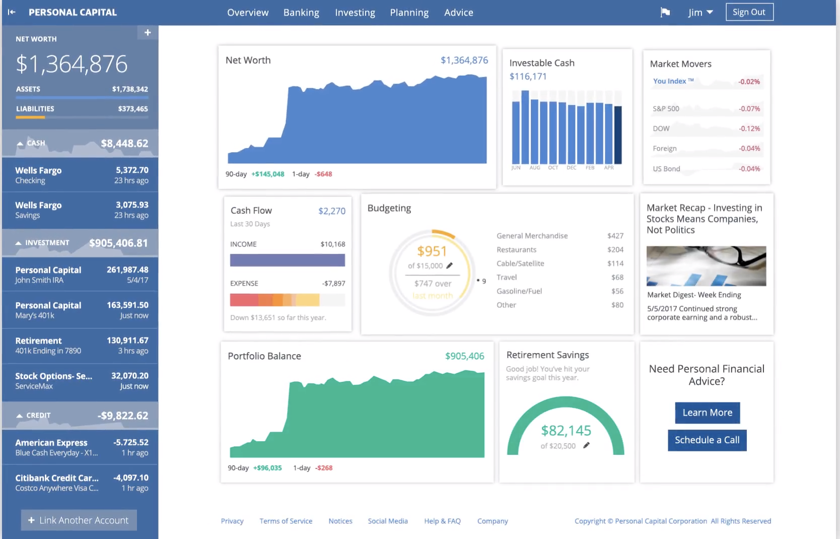 Personal Capital Net Worth Tool